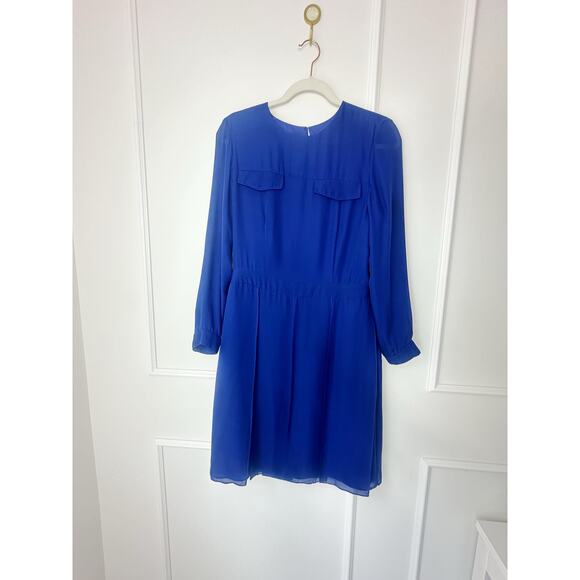 Jenni Kayne Blue Silk Long Sleeve Dress Size M - Picture 2 of 11